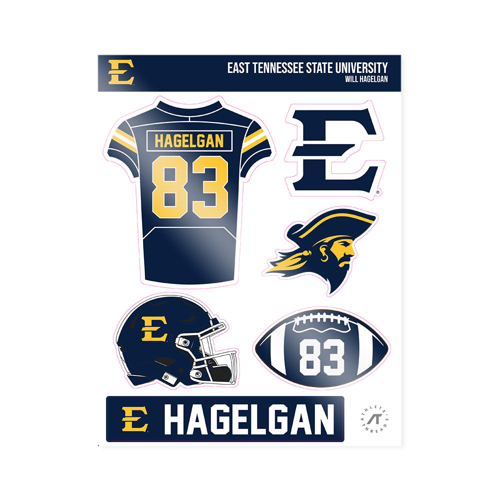 East Tennessee State - NCAA Football : Will Hagelgan - Sticker Sheet-0