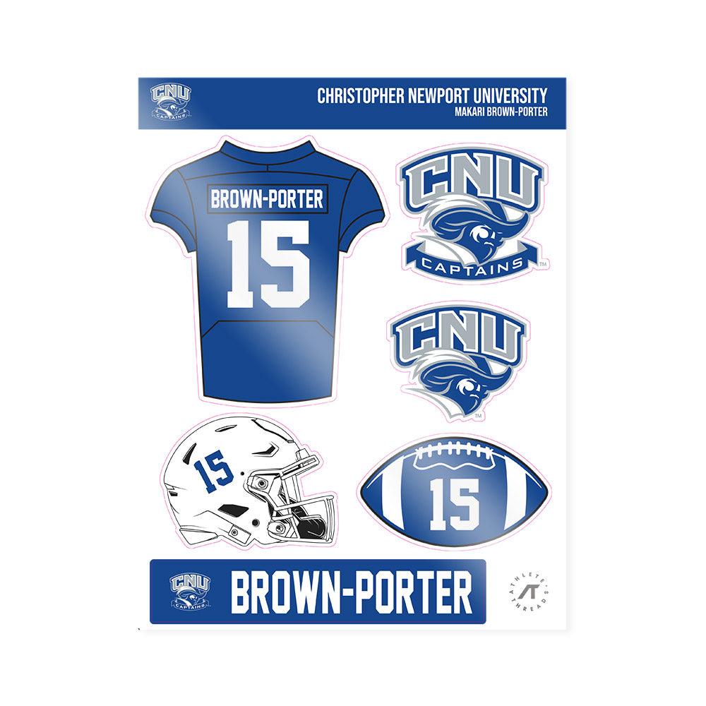 CNU - NCAA Football : Makari Brown-Porter - Sticker Sheet-0