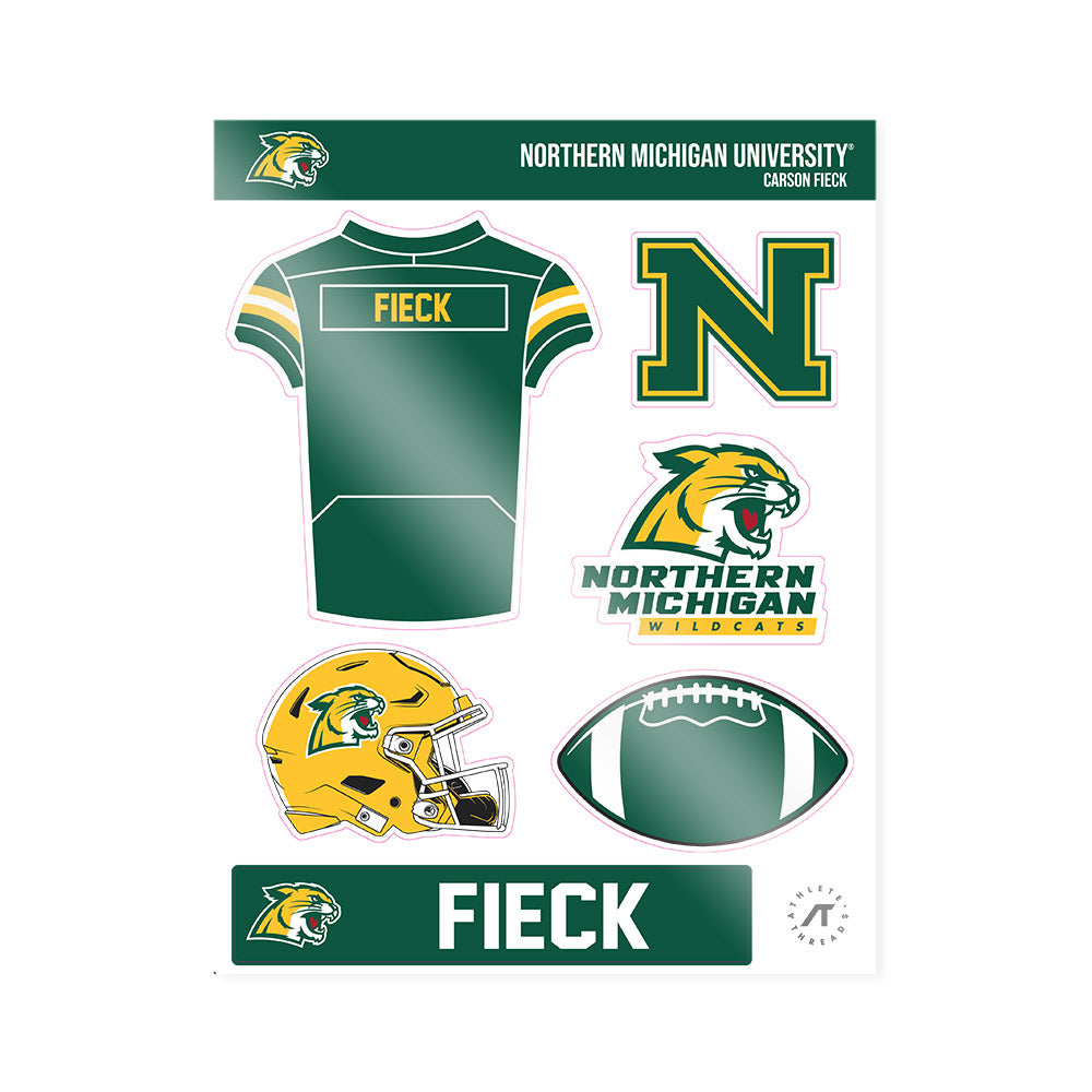 Northern Michigan - NCAA Football : Carson Fieck - Sticker Sheet-0