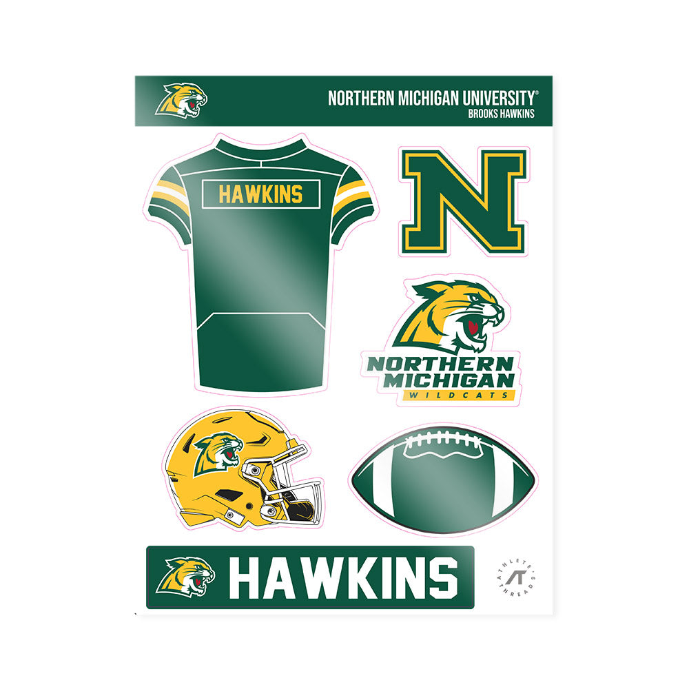 Northern Michigan - NCAA Football : Brooks Hawkins - Sticker Sheet-0