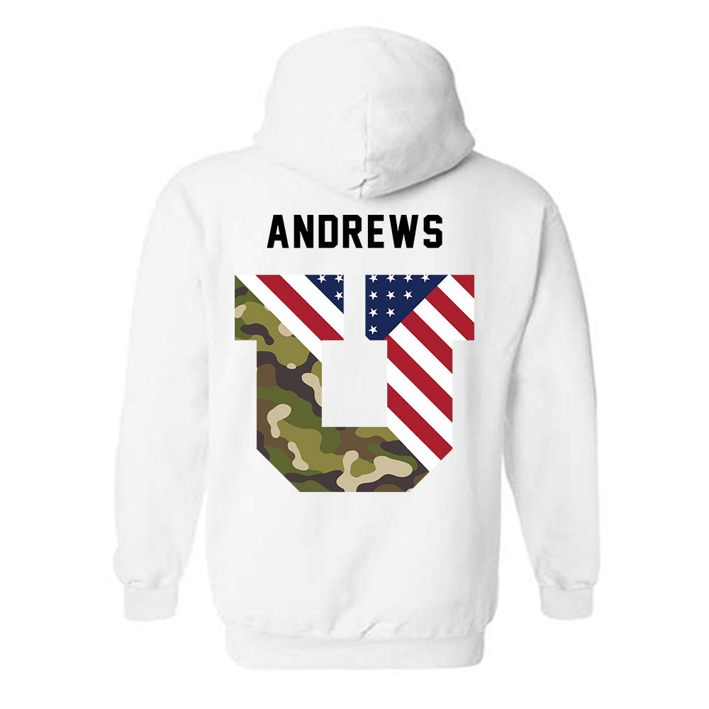 Utah - NCAA Football : Hunter Andrews - Veterans Day v3 Hooded Sweatshirt-3
