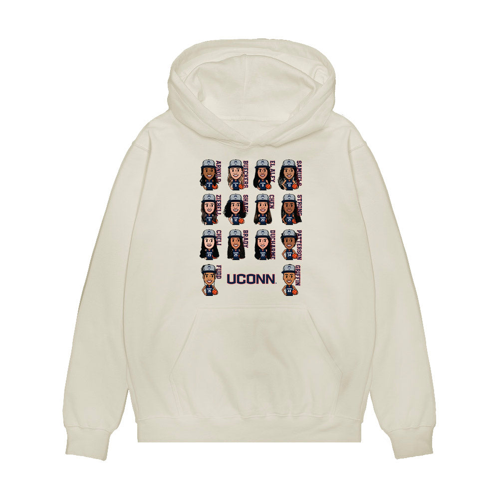 UConn - NCAA Women's Basketball : - Team Caricature Premium Hooded Sweatshirt-0