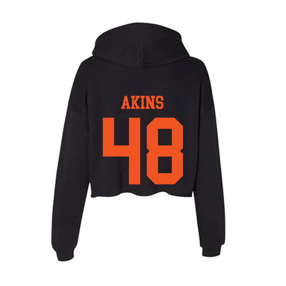Oklahoma State - NCAA Football : Nolan Akins - Women's Crop Fleece Hoodie-1