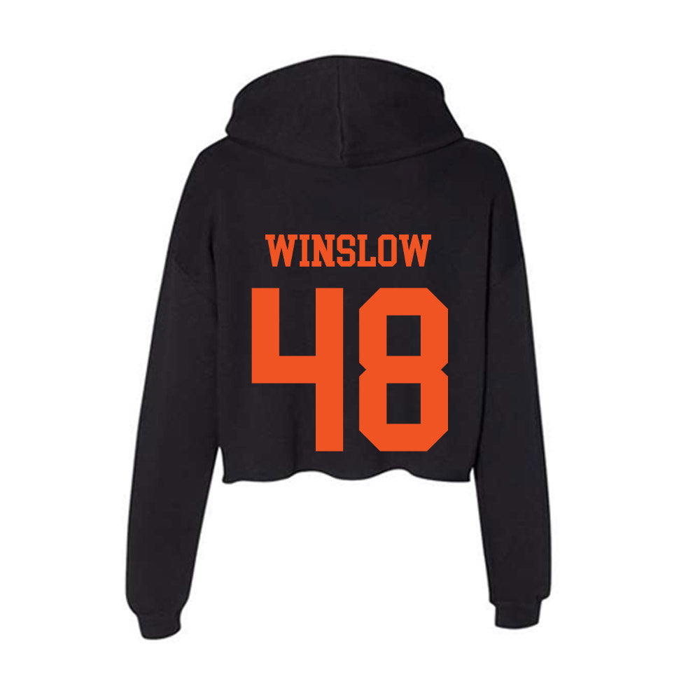 Oklahoma State - NCAA Baseball : Drew Winslow - Women's Crop Fleece Hoodie-1