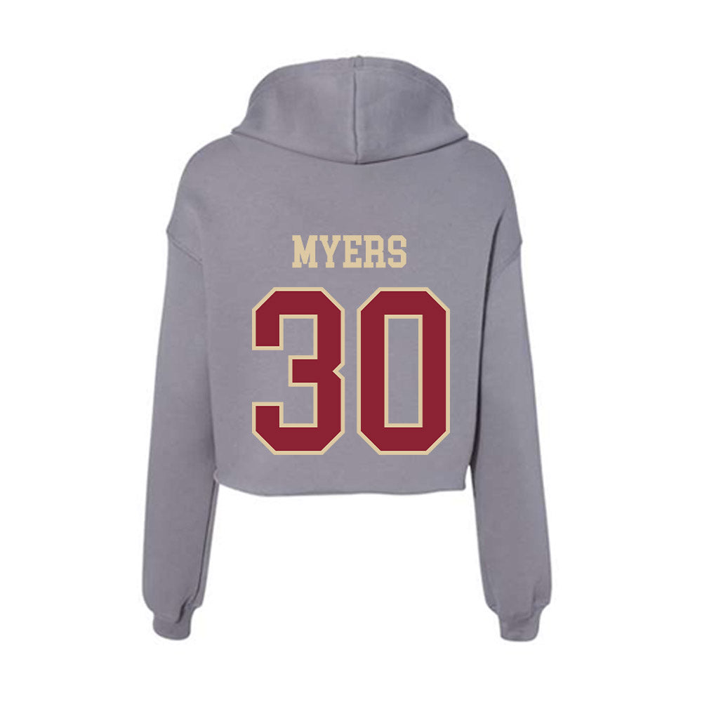 Boston College - NCAA Football : Xavier Myers - Women's Crop Fleece Hooded Sweatshirt-1