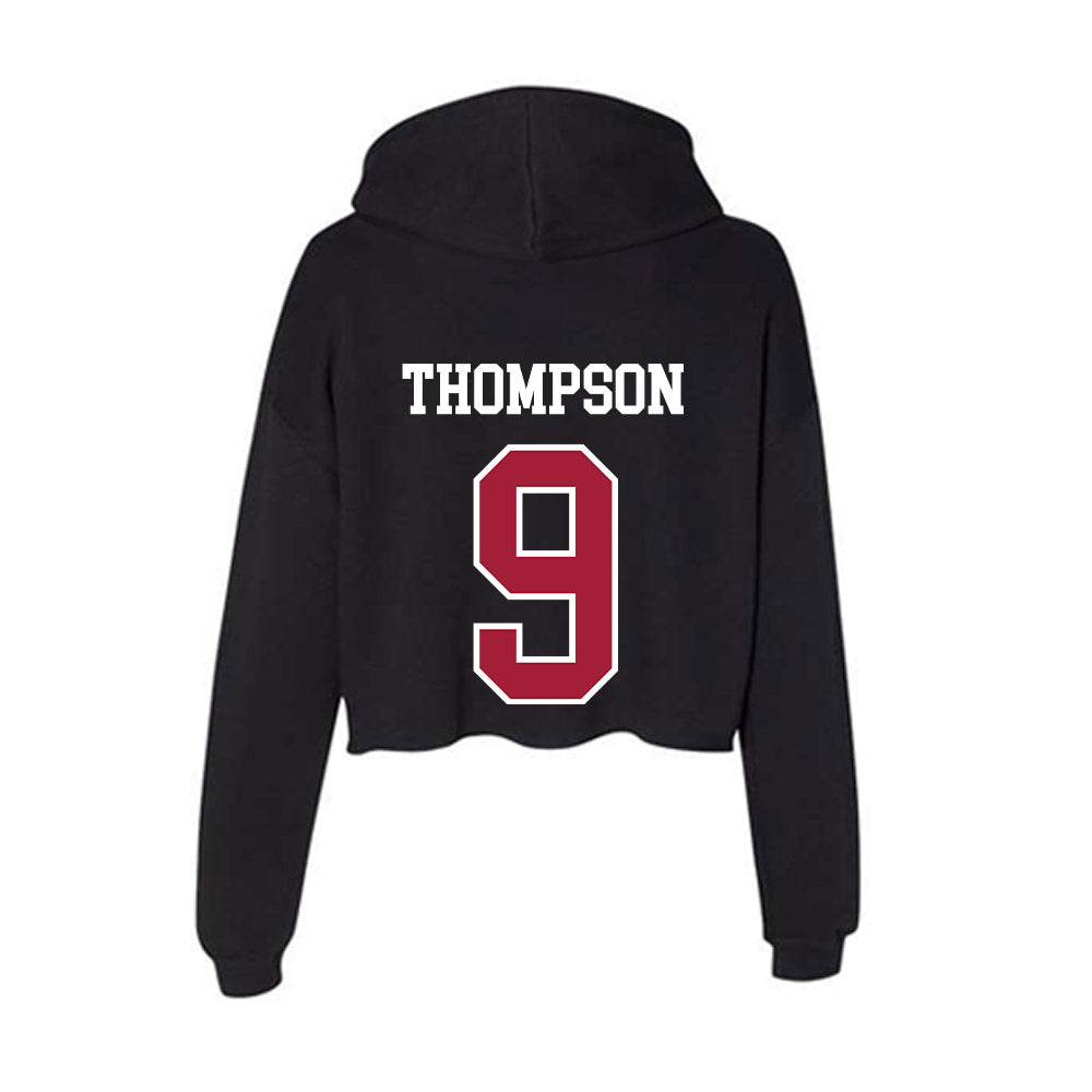 Arkansas - NCAA Men's Basketball : Davion Thompson - Women's Crop Fleece Hooded Sweatshirt-1