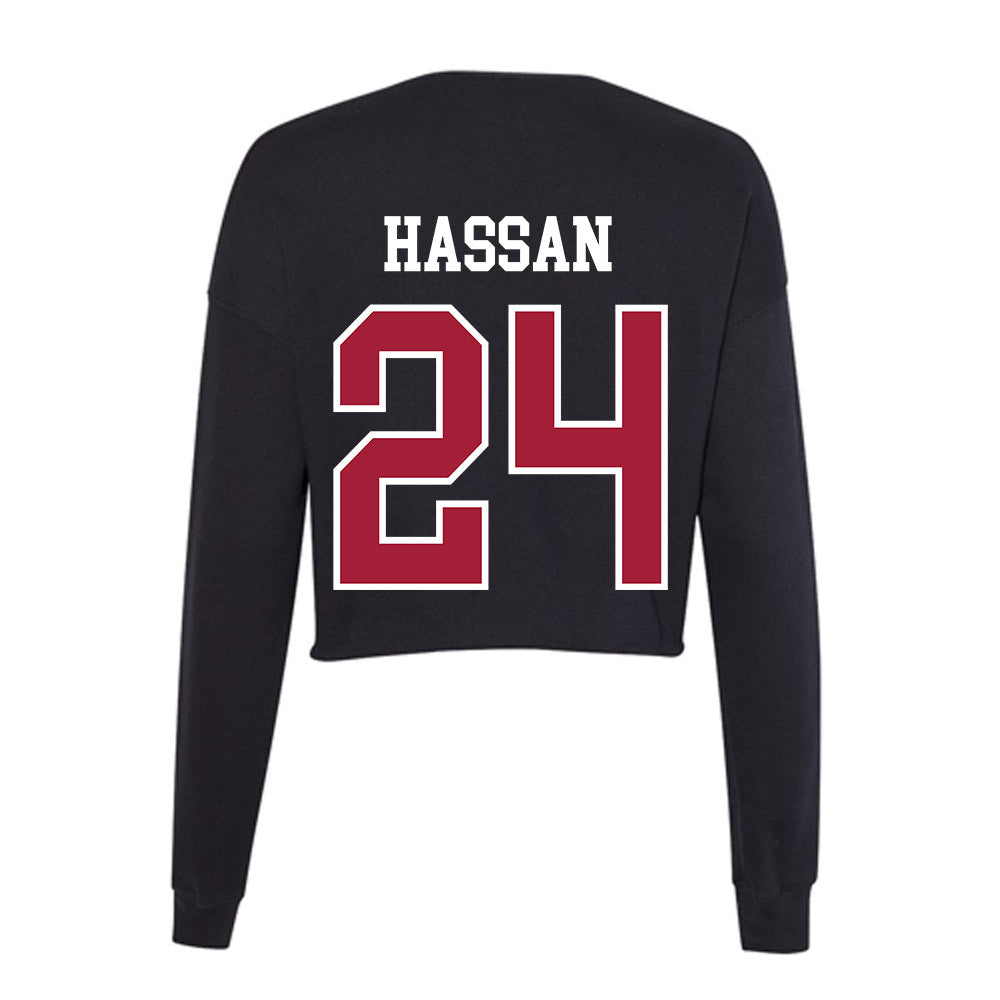 Arkansas - NCAA Women's Basketball : Aisha Hassan - Women's Cropped Crew Fleece-1