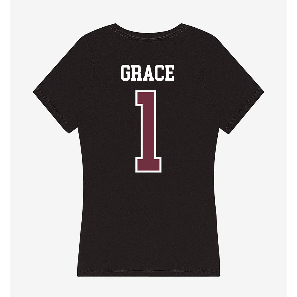 Mississippi State - NCAA Men's Basketball : King Grace - Women's V-Neck T-Shirt-1