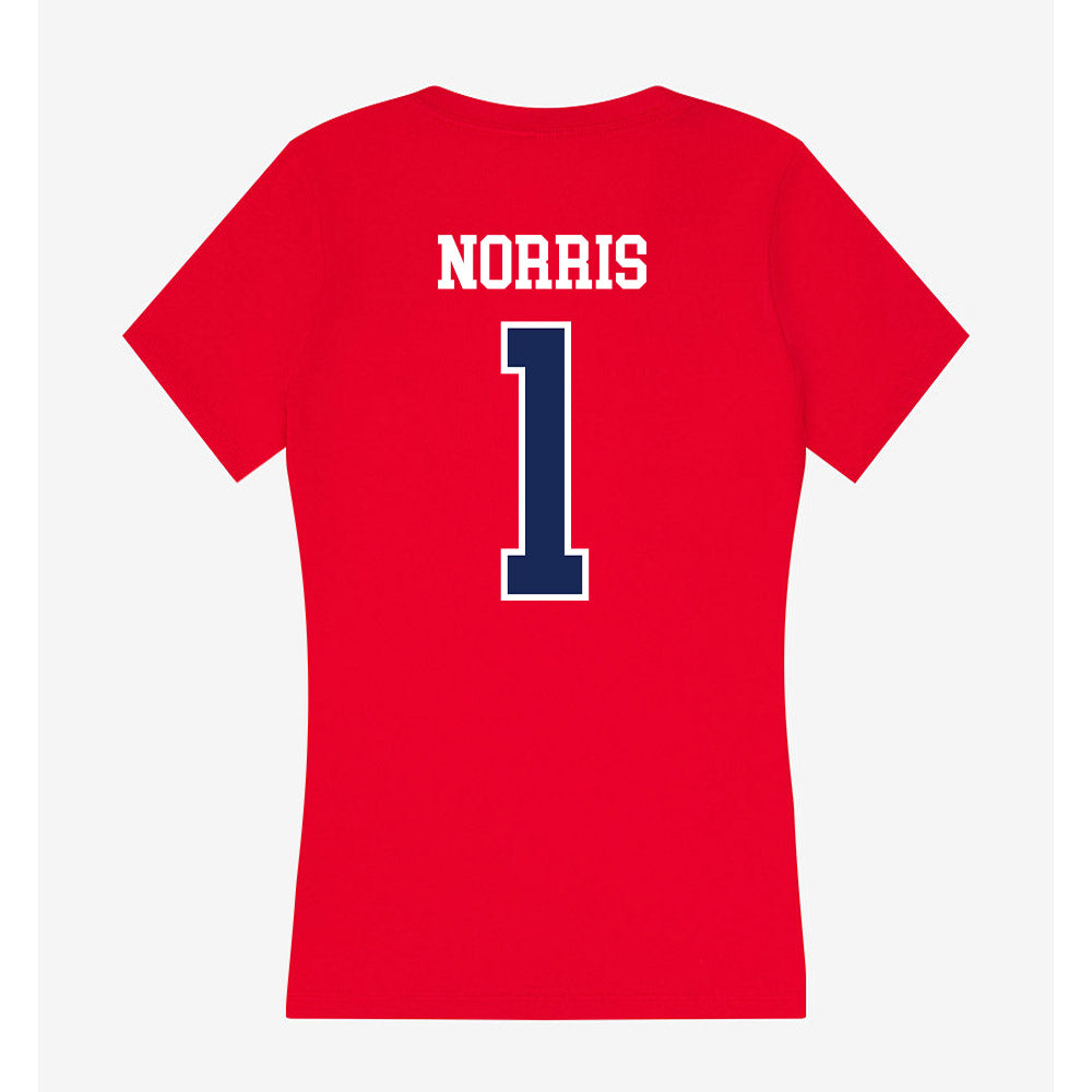 Arizona - NCAA Beach Volleyball : Leah Norris - Women's V-Neck T-Shirt-1