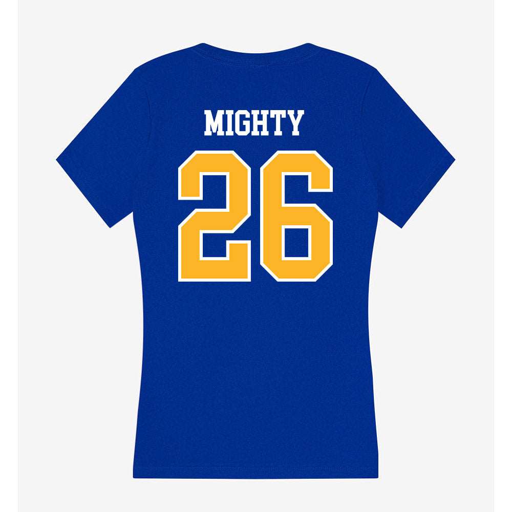 Pittsburgh - NCAA Men's Basketball : Armani Mighty - Women's V-Neck T-Shirt-1