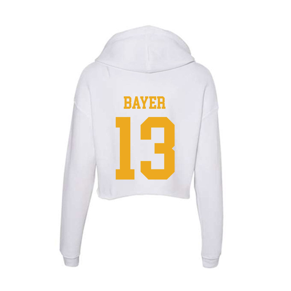 West Virginia - NCAA Men's Soccer : Steel Bayer - Women's Crop Fleece Hoodie-1