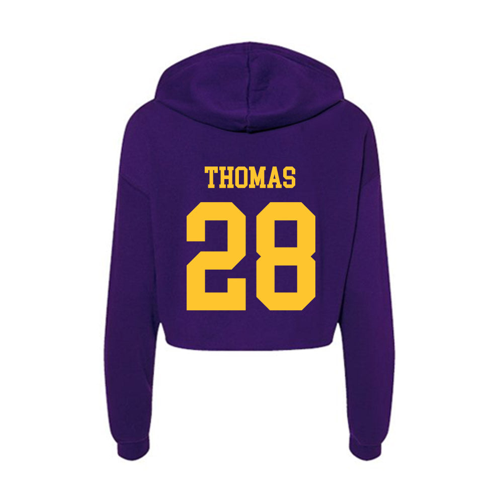 LSU - NCAA Football : Jhase Thomas - Women's Crop Fleece Hoodie-1