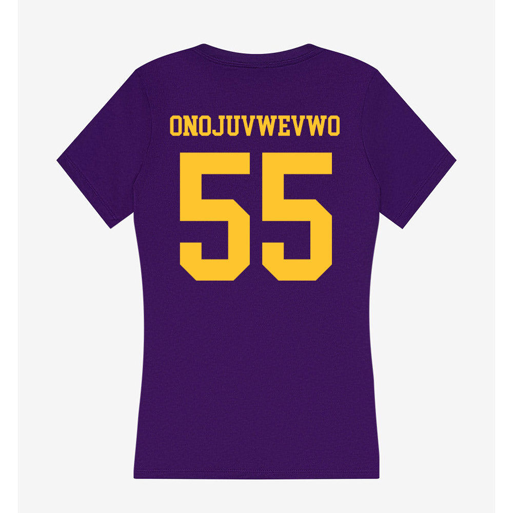 LSU - NCAA Women's Track & Field : Ella Onojuvwevwo - Women's V-Neck T-Shirt-1