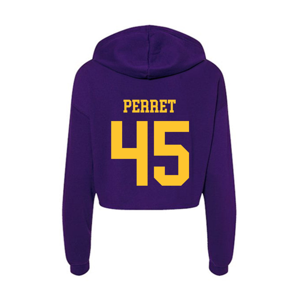 LSU - NCAA Football : Sean Perret - Women's Crop Fleece Hooded Sweatshirt-1
