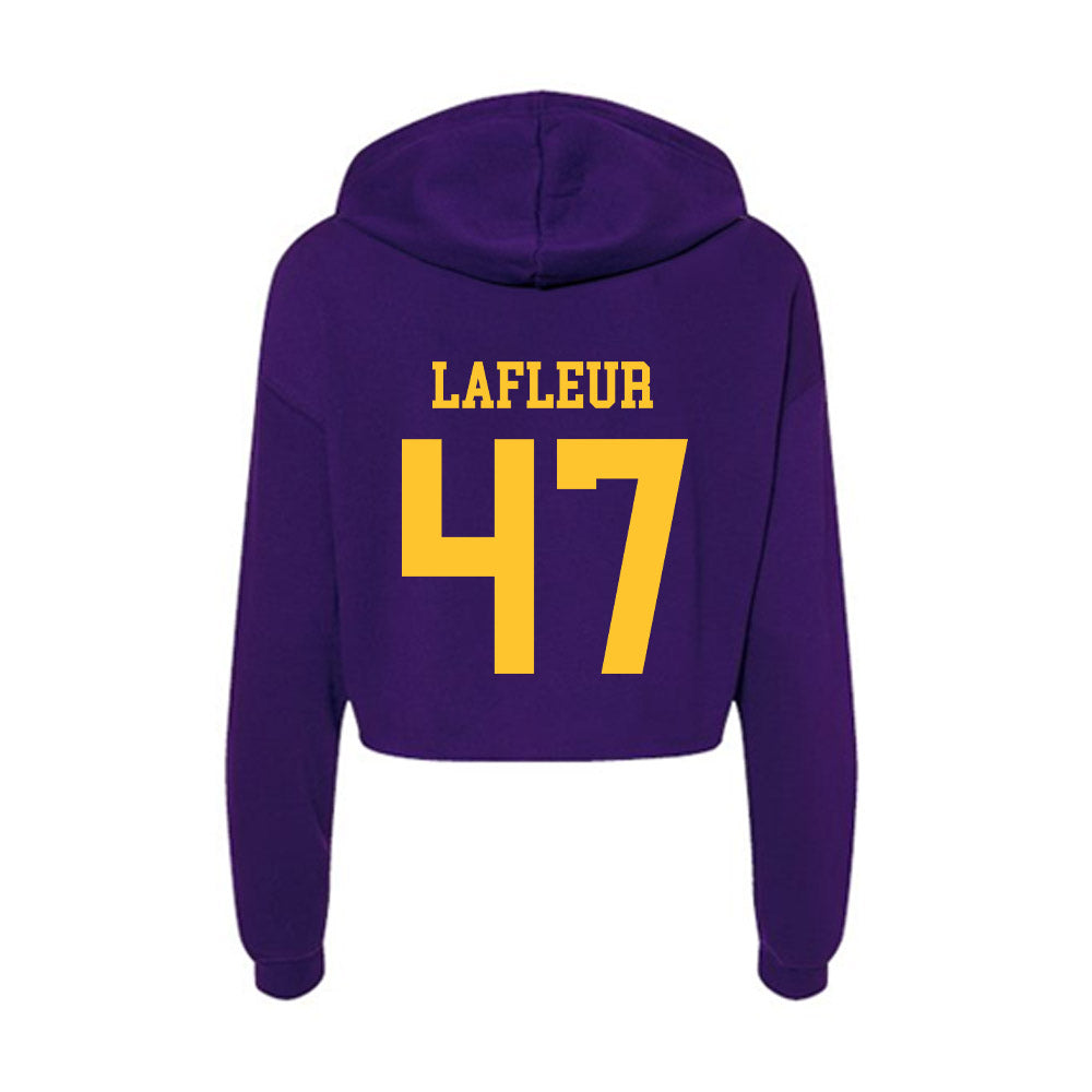 LSU - NCAA Football : JD LaFleur - Women's Crop Fleece Hoodie-1