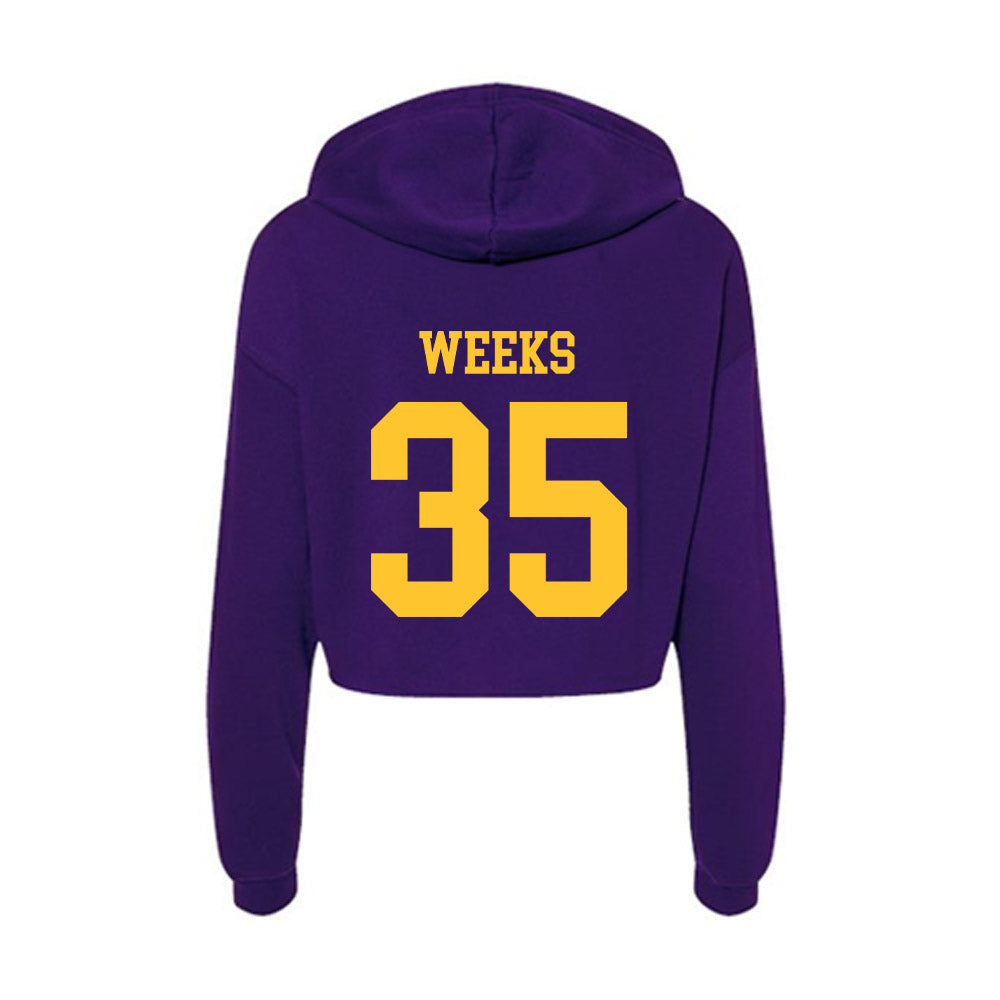 LSU - NCAA Football : Zach Weeks - Women's Crop Fleece Hooded Sweatshirt-1