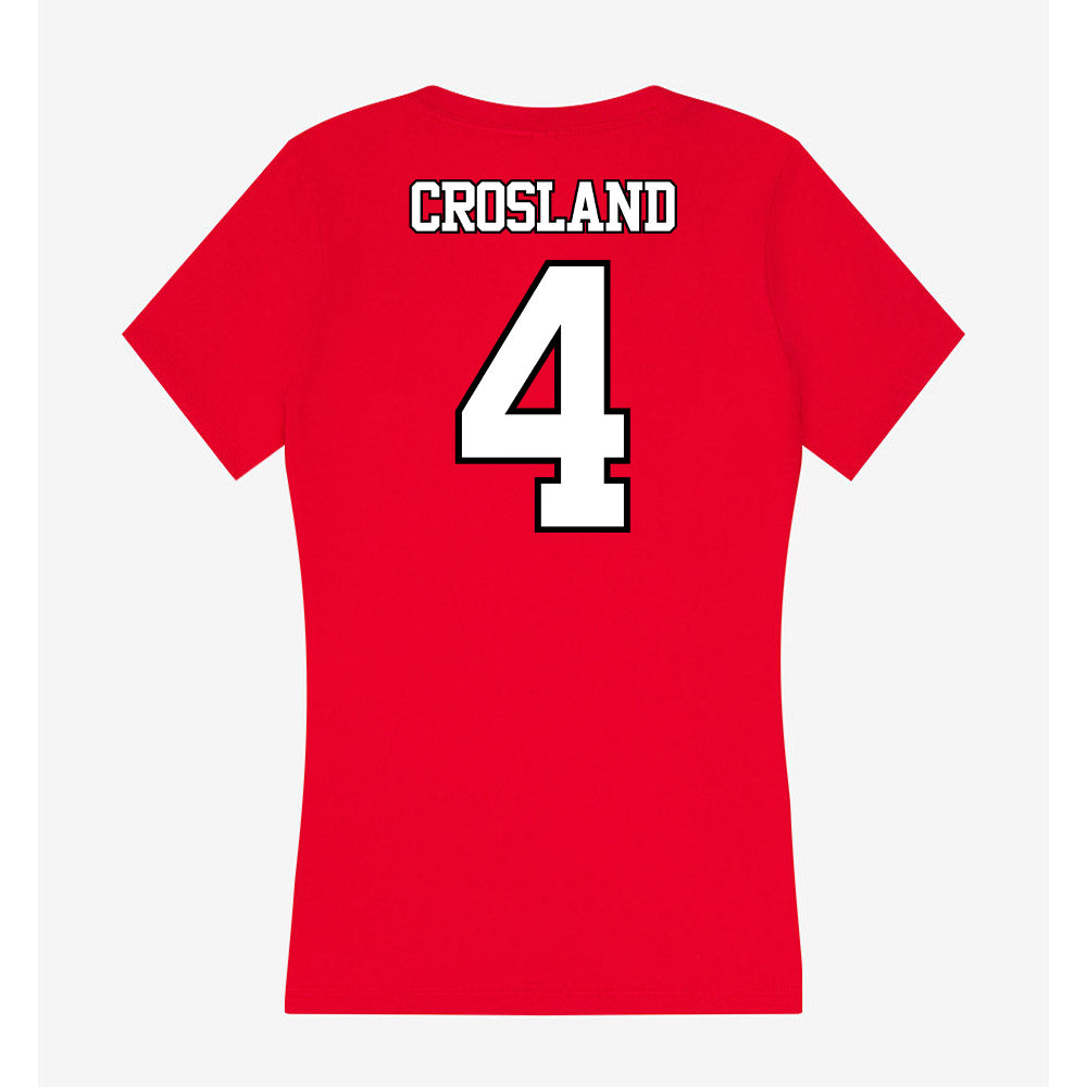 Maryland - NCAA Baseball : Jordan Crosland - Women's V-Neck T-Shirt-1