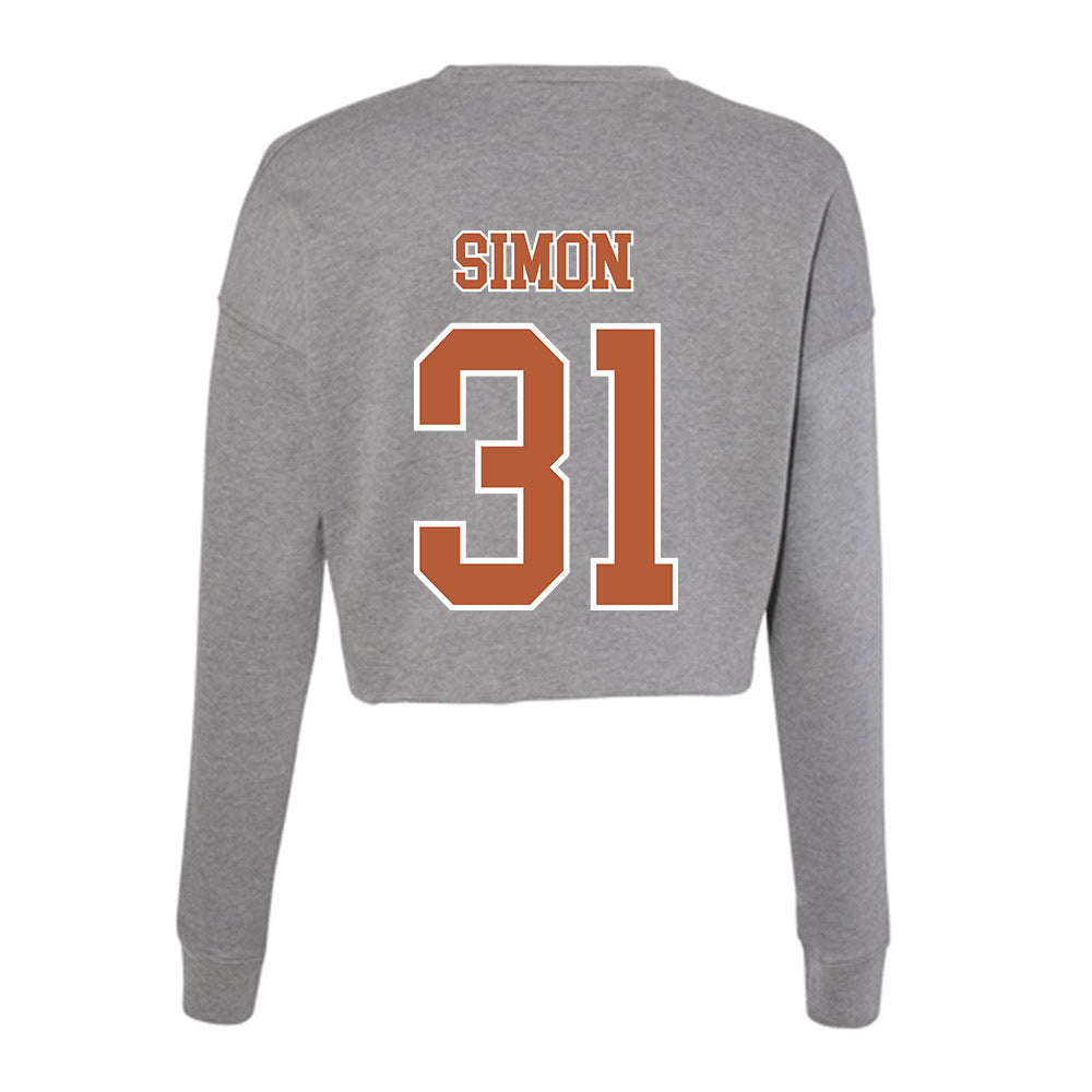 Texas - NCAA Football : James Simon - Women's Cropped Crew Fleece-1