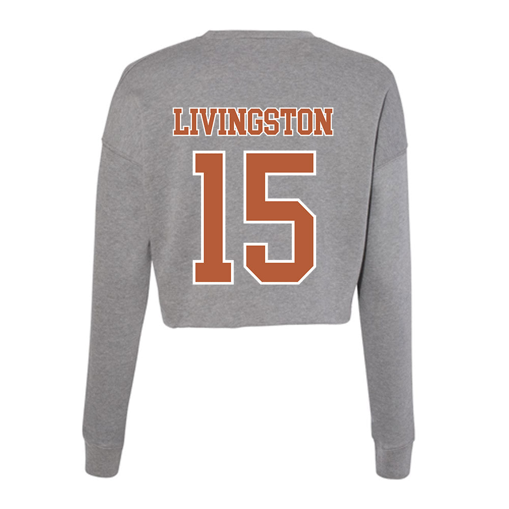 Texas - NCAA Baseball : Josh Livingston - Women's Cropped Crew Fleece-1