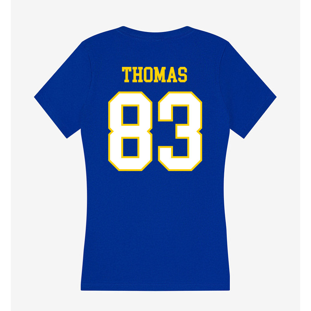 Delaware - NCAA Football : Calvin Thomas - Women's V-Neck T-Shirt-1