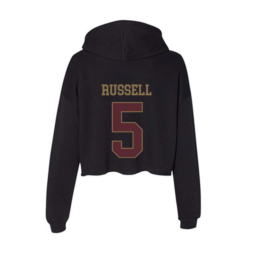 Texas State - NCAA Football : Donterry Russell - Women's Crop Fleece Hooded Sweatshirt-1