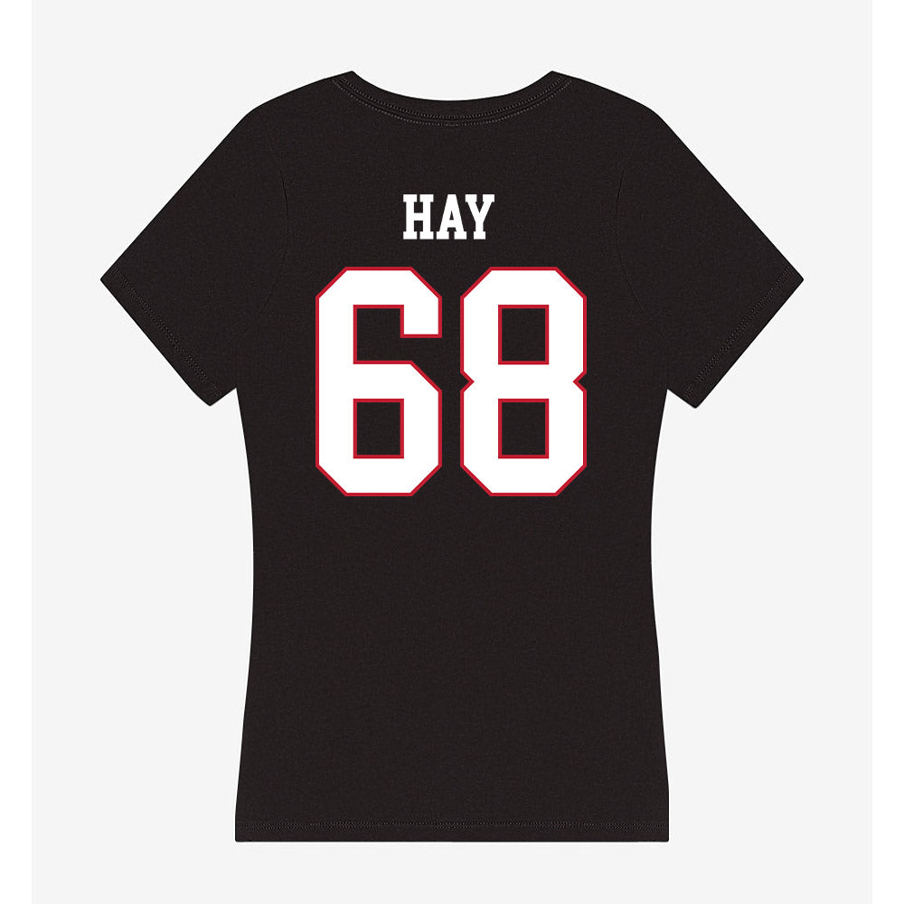 Miami of Ohio - NCAA Men's Ice Hockey : Ethan Hay - Women's V-Neck T-Shirt-1