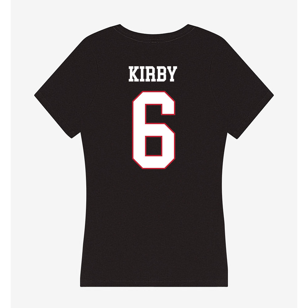 Miami of Ohio - NCAA Men's Basketball : Justin Kirby - Women's V-Neck T-Shirt-1
