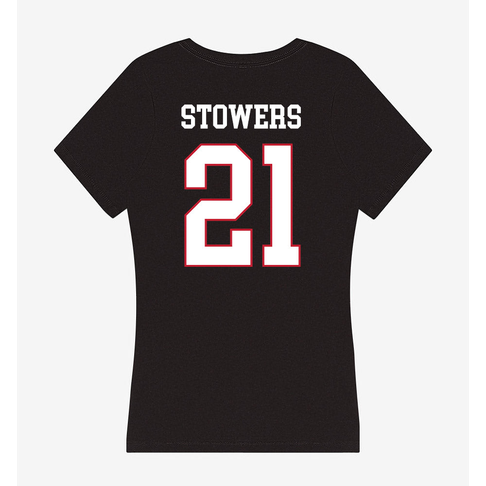 Miami of Ohio - NCAA Men's Basketball : Leshawn Stowers - Women's V-Neck T-Shirt-1