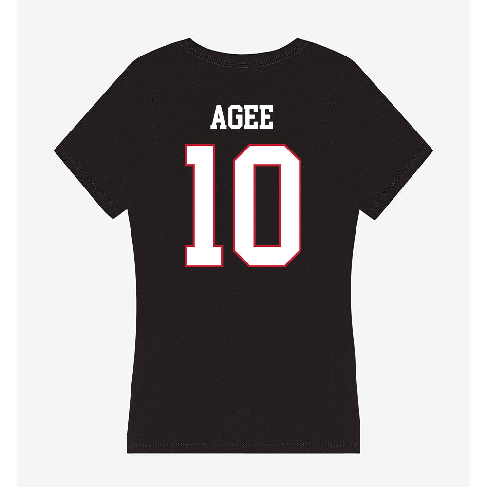 Miami of Ohio - NCAA Football : Jermaine Agee - Women's V-Neck T-Shirt-1