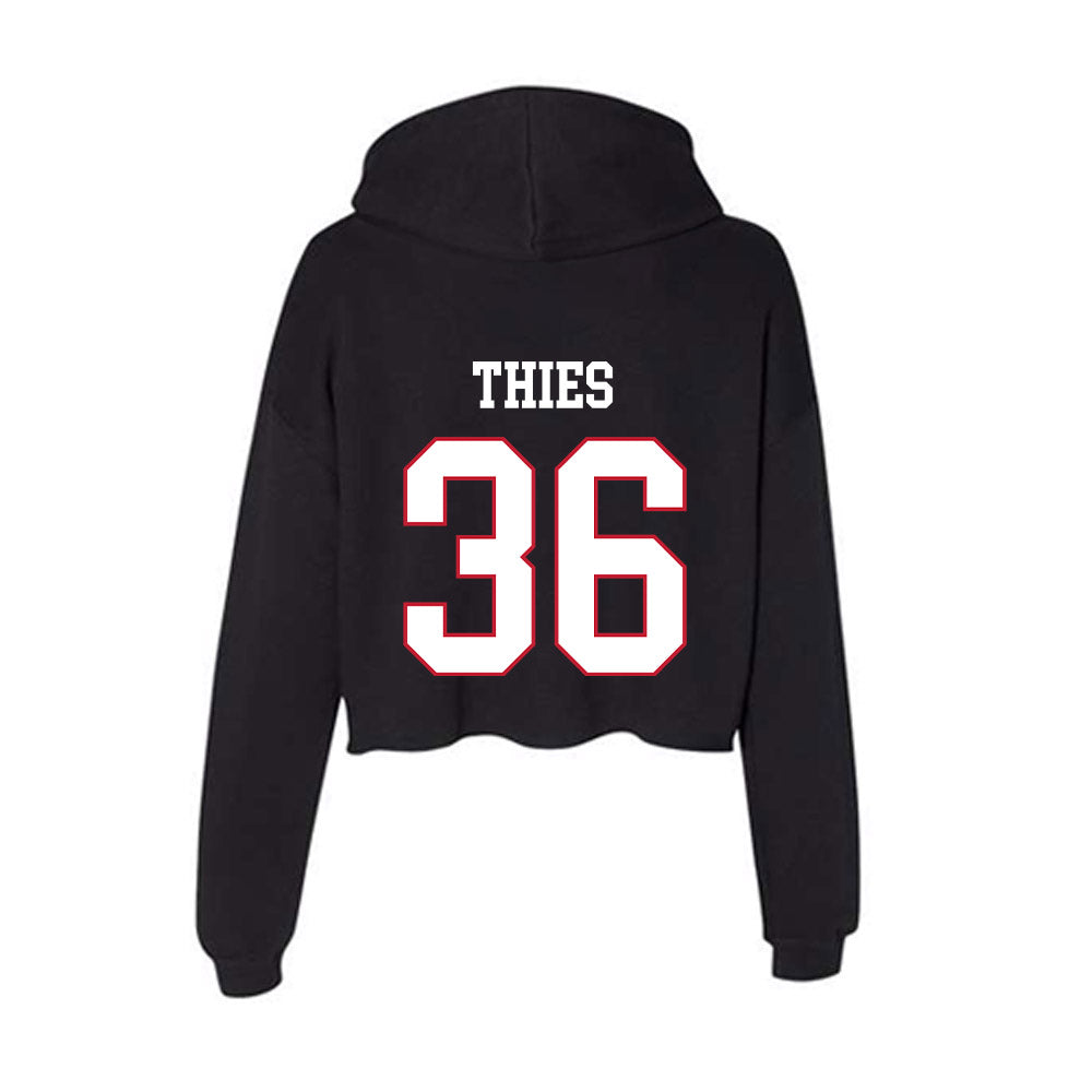 Miami of Ohio - NCAA Football : Tommy Thies - Women's Crop Fleece Hooded Sweatshirt-1