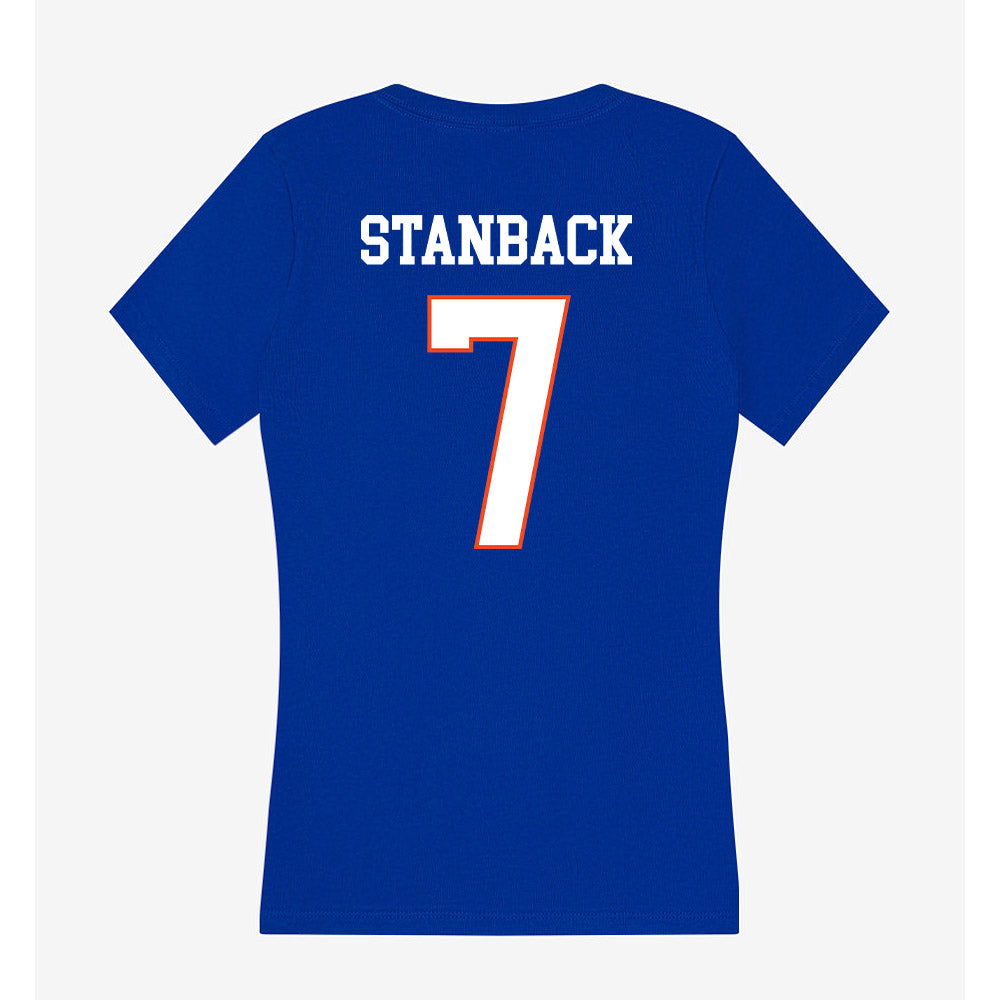 Boise State - NCAA Men's Basketball : Jerquarius Stanback - Women's V-Neck T-Shirt-1