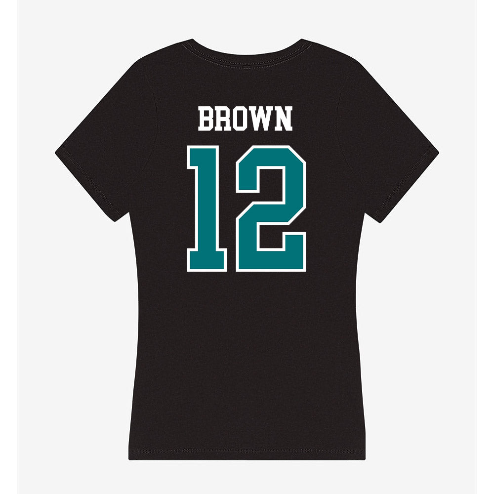 Coastal Carolina - NCAA Men's Basketball : Devin Brown - Women's V-Neck T-Shirt-1
