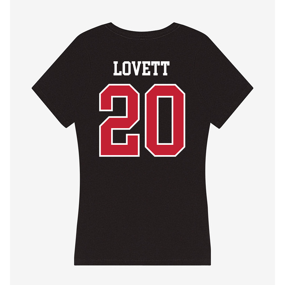 Ball State - NCAA Softball : Ashlee Lovett - Women's V-Neck T-Shirt-1