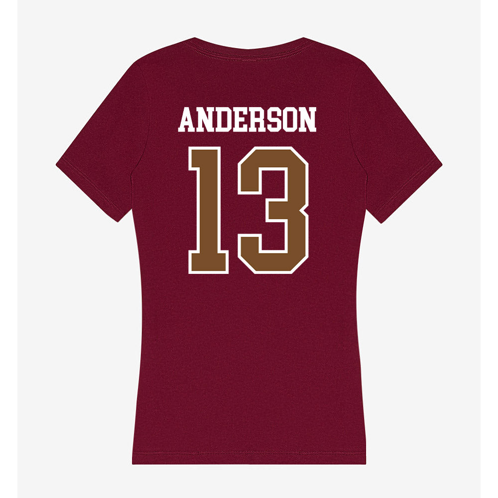 Montana - NCAA Men's Basketball : Courtney Anderson - Women's V-Neck T-Shirt-1