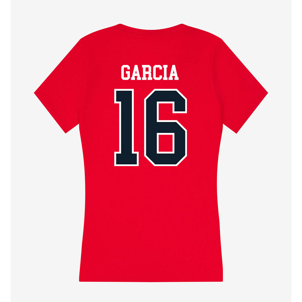 Dallas Baptist - NCAA Men's Ice Hockey : Arturo Garcia - Women's V-Neck T-Shirt-1