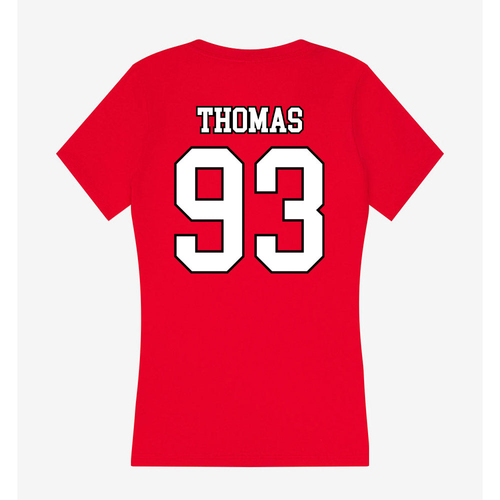 Youngstown State - NCAA Football : Justin Thomas - Women's V-Neck T-Shirt-1