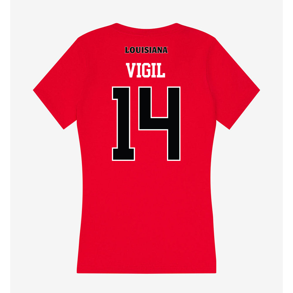 Louisiana - NCAA Women's Volleyball : Brooklyn Vigil - Women's V-Neck T-Shirt-1