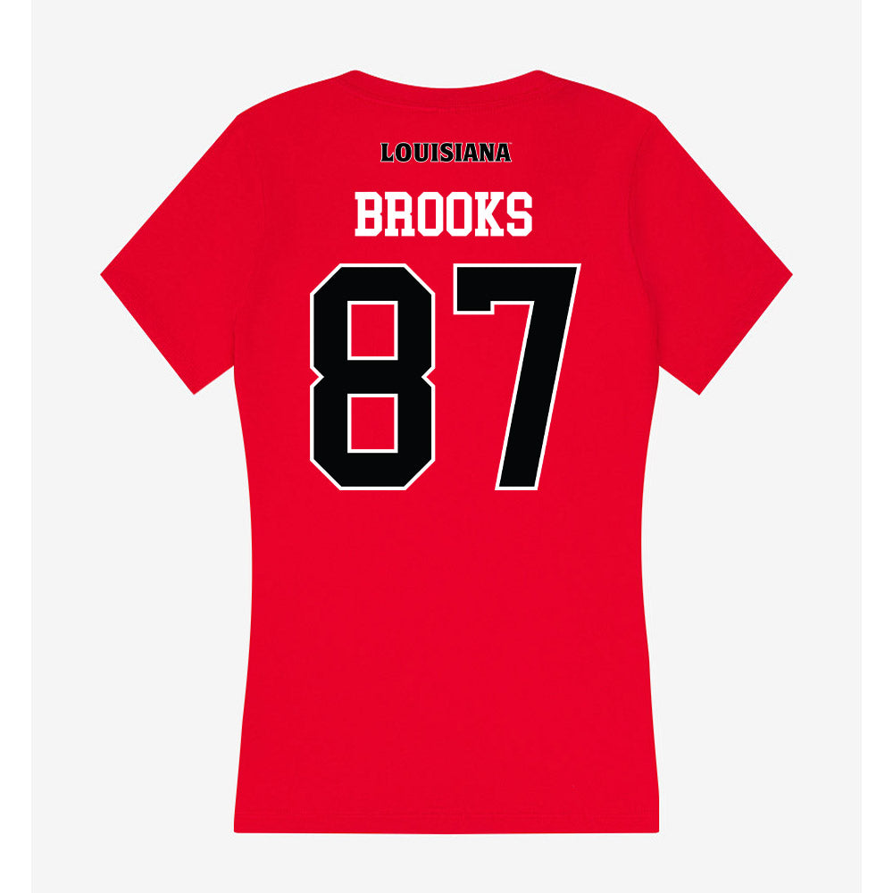 Louisiana - NCAA Football : Kristion Brooks - Women's V-Neck T-Shirt-1