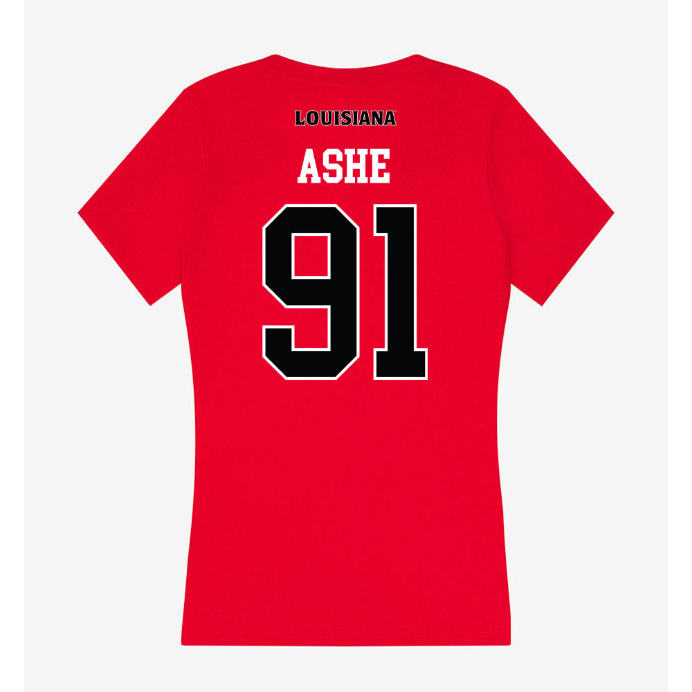 Louisiana - NCAA Football : Priest Ashe - Women's V-Neck T-Shirt-1