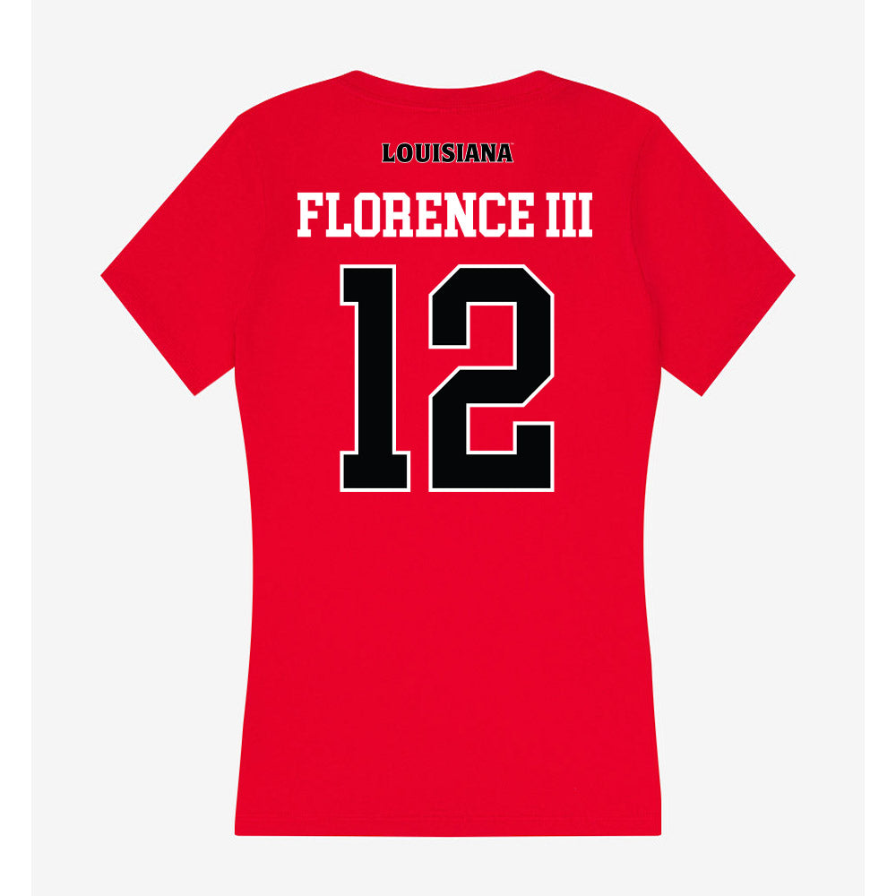 Louisiana - NCAA Men's Basketball : Derrick Florence III - Women's V-Neck T-Shirt-1