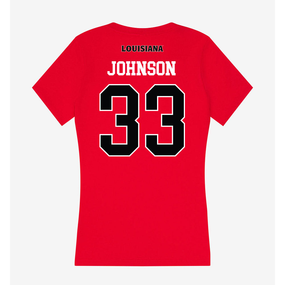 Louisiana - NCAA Softball : Natalie Johnson - Women's V-Neck T-Shirt-1