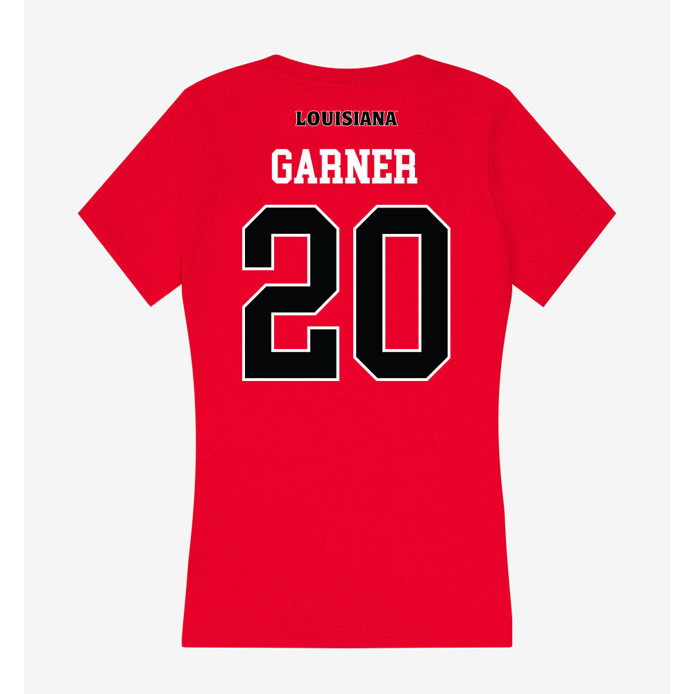 Louisiana - NCAA Football : Jj Garner - Women's V-Neck T-Shirt-1