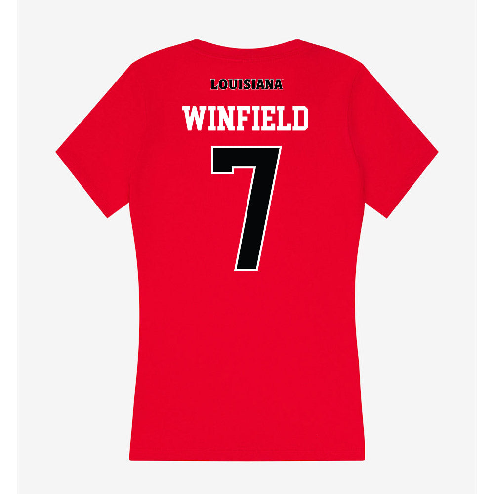 Louisiana - NCAA Football : Lunch Winfield - Women's V-Neck T-Shirt-1