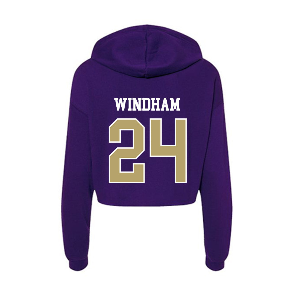 JMU - NCAA Men's Basketball : KJ Windham - Women's Crop Fleece Hoodie-1