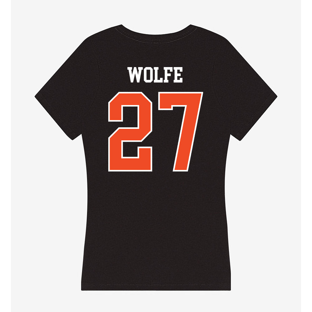 Campbell - NCAA Softball : Kasey Wolfe - Women's V-Neck T-Shirt-1