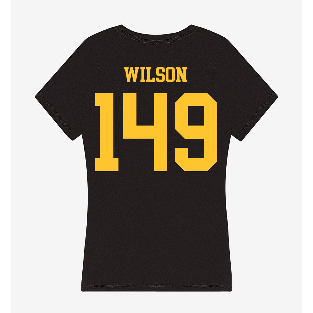 Wyoming - NCAA Wrestling : Dominic Wilson - Women's V-Neck T-Shirt-1