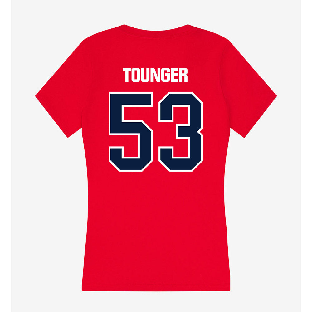 Liberty - NCAA Football : Nikodemus Tounger - Women's V-Neck T-Shirt-1