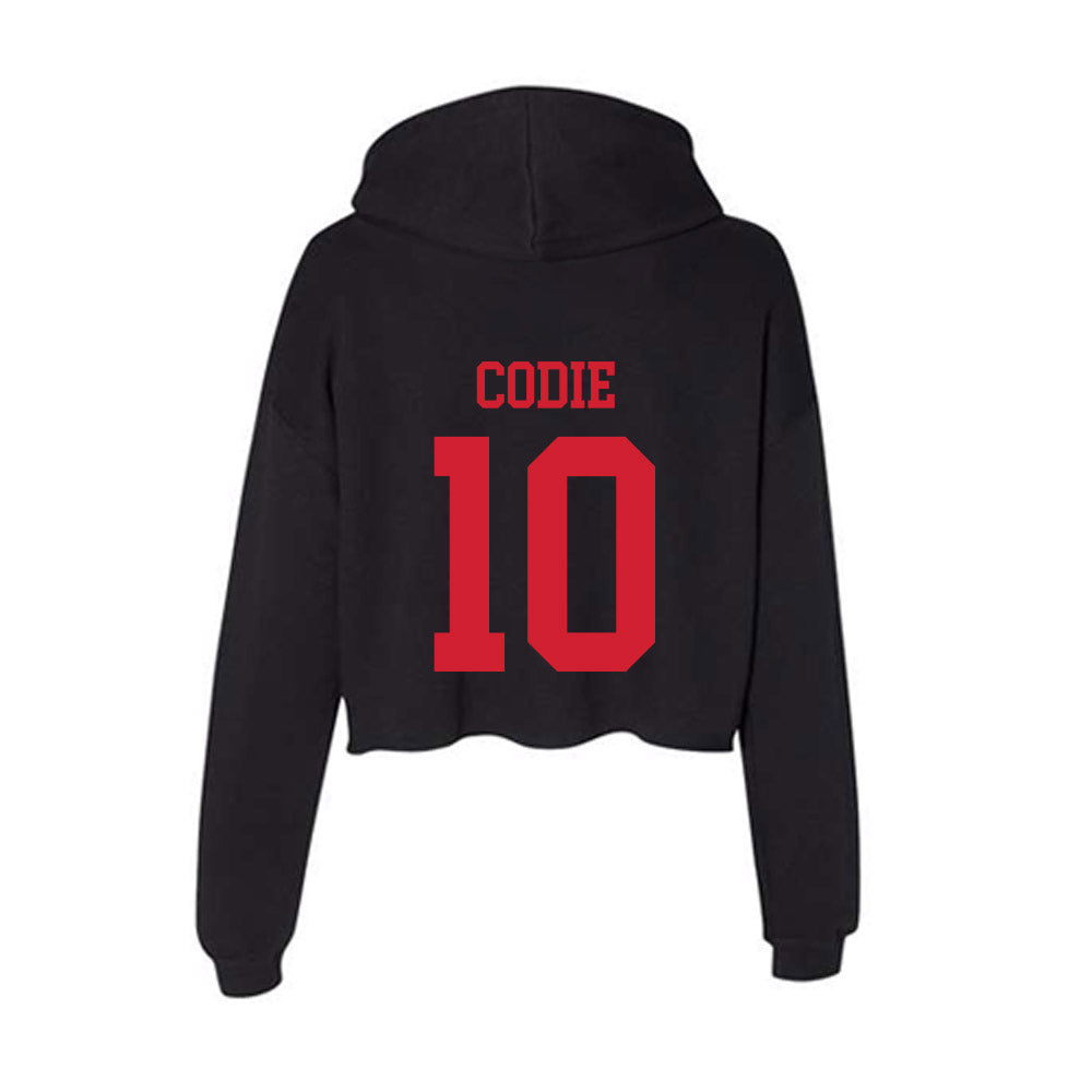 SMU - NCAA Men's Basketball : nicolas codie - Women's Crop Fleece Hooded Sweatshirt-1