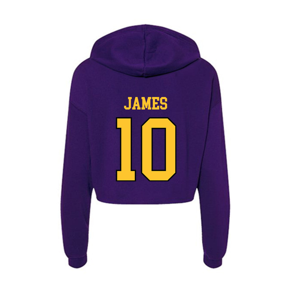 Montevallo - NCAA Men's Basketball : Bryant James - Women's Crop Fleece Hoodie-1