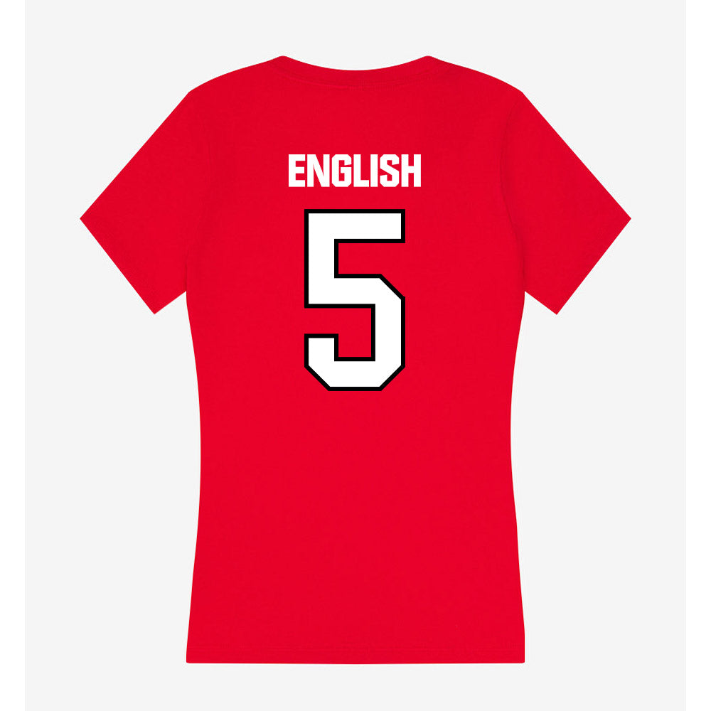 WSSU - NCAA Men's Basketball : Ethan English - Women's V-Neck T-Shirt-1